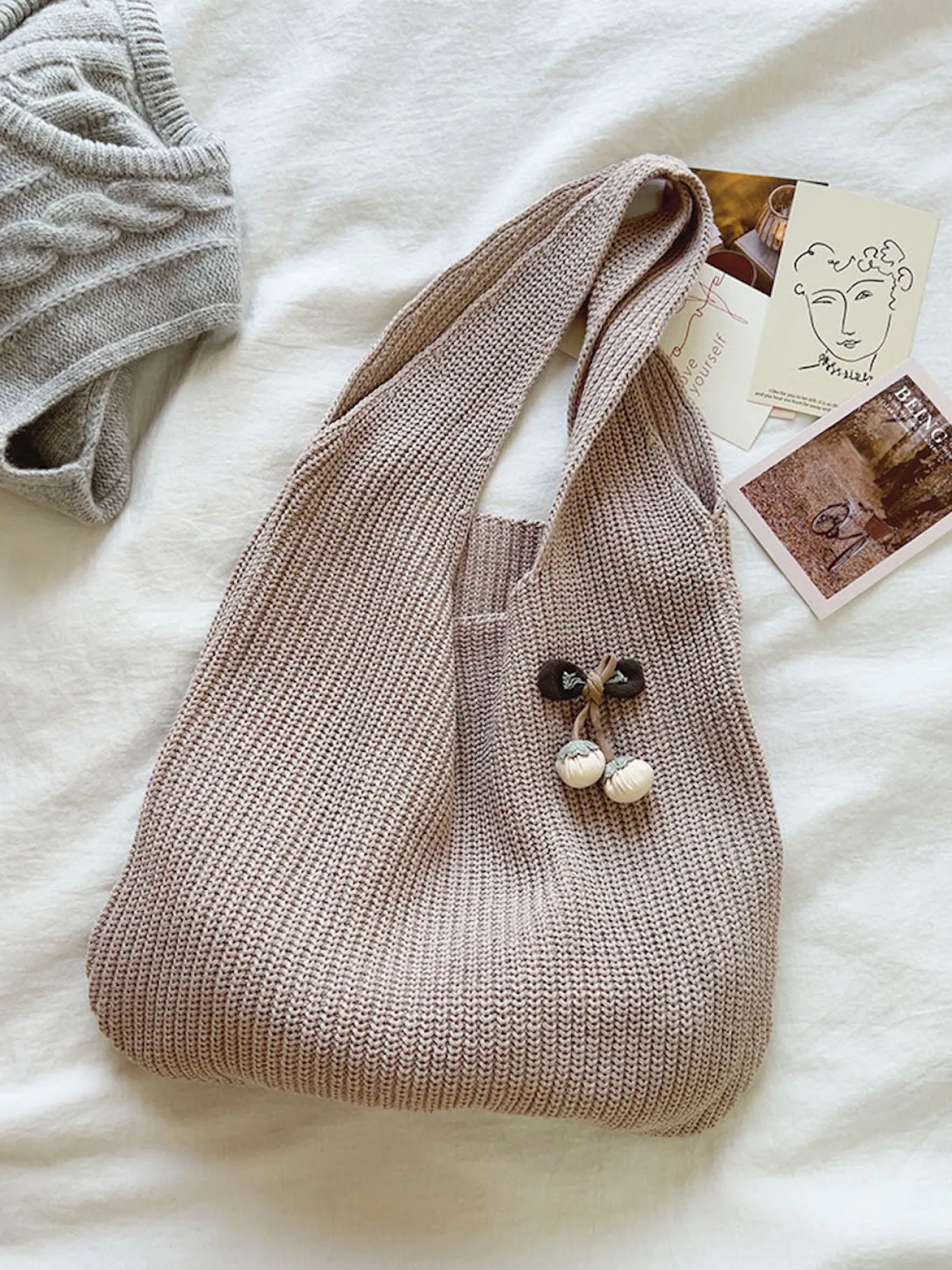 Elena Handbags Retro Twist Cotton Knitted Shoulder Bag
