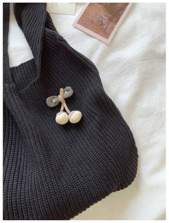 Elena Handbags Retro Twist Cotton Knitted Shoulder Bag