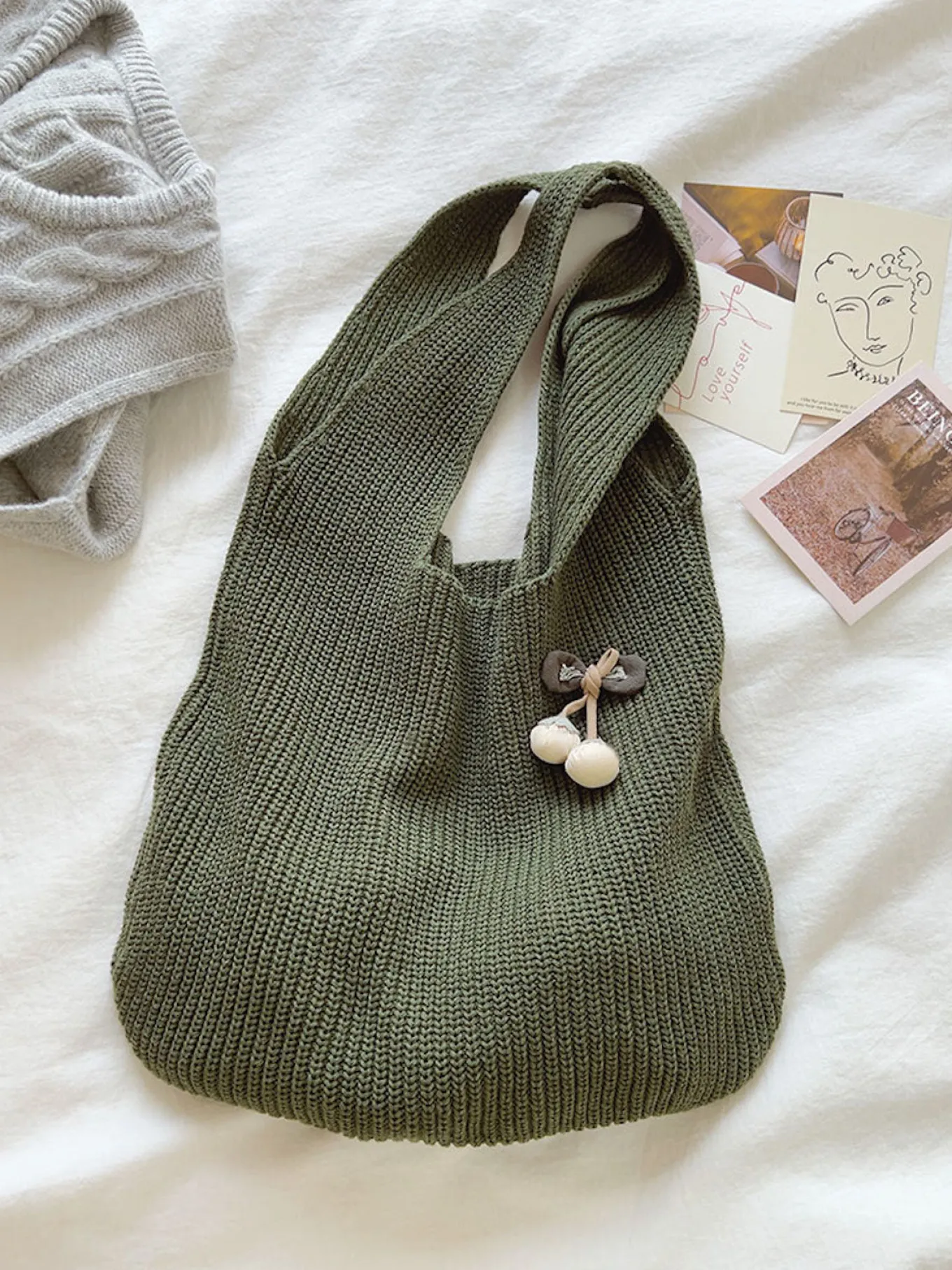 Elena Handbags Retro Twist Cotton Knitted Shoulder Bag