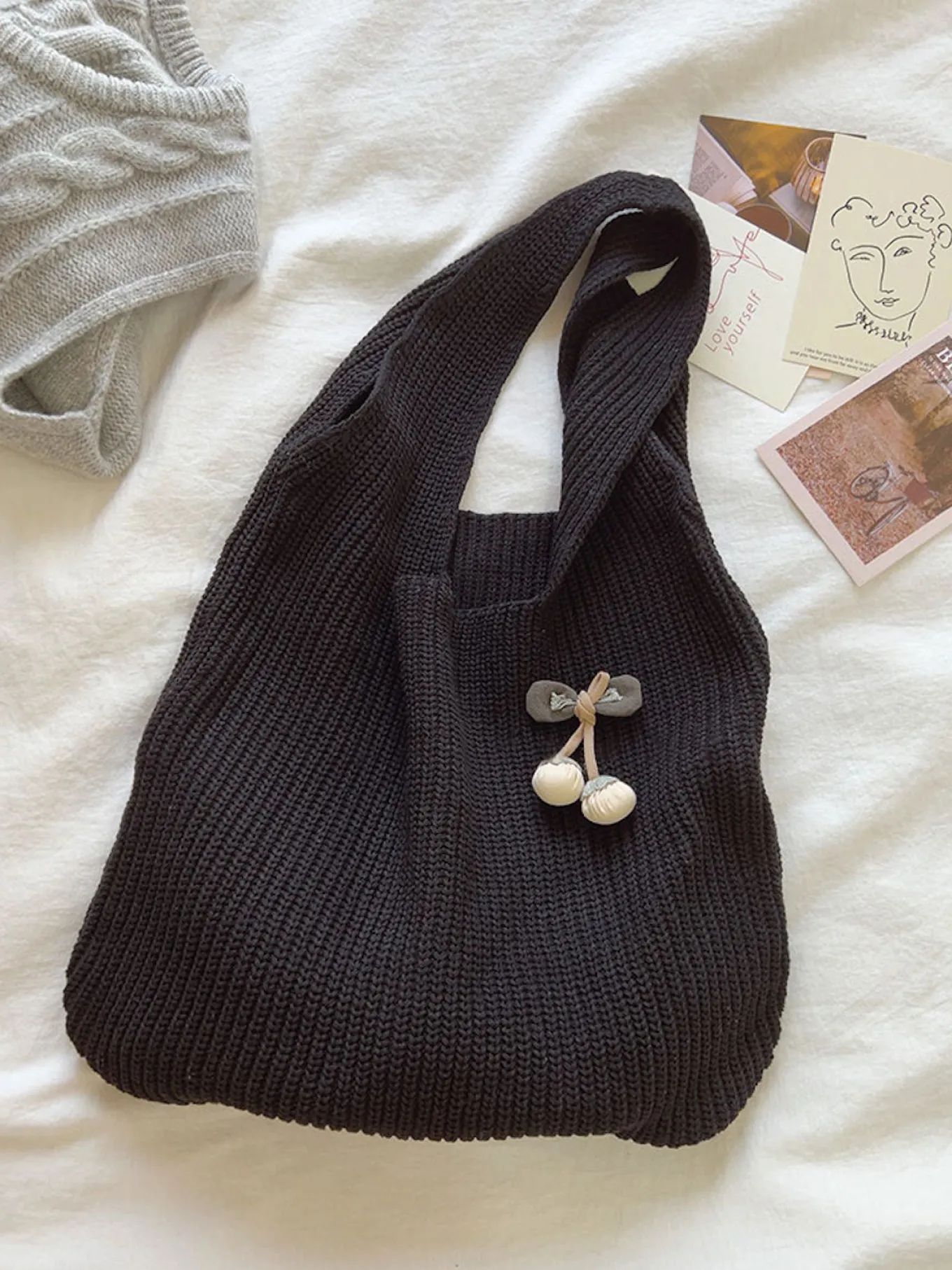 Elena Handbags Retro Twist Cotton Knitted Shoulder Bag