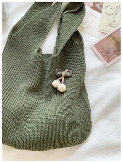 Elena Handbags Retro Twist Cotton Knitted Shoulder Bag