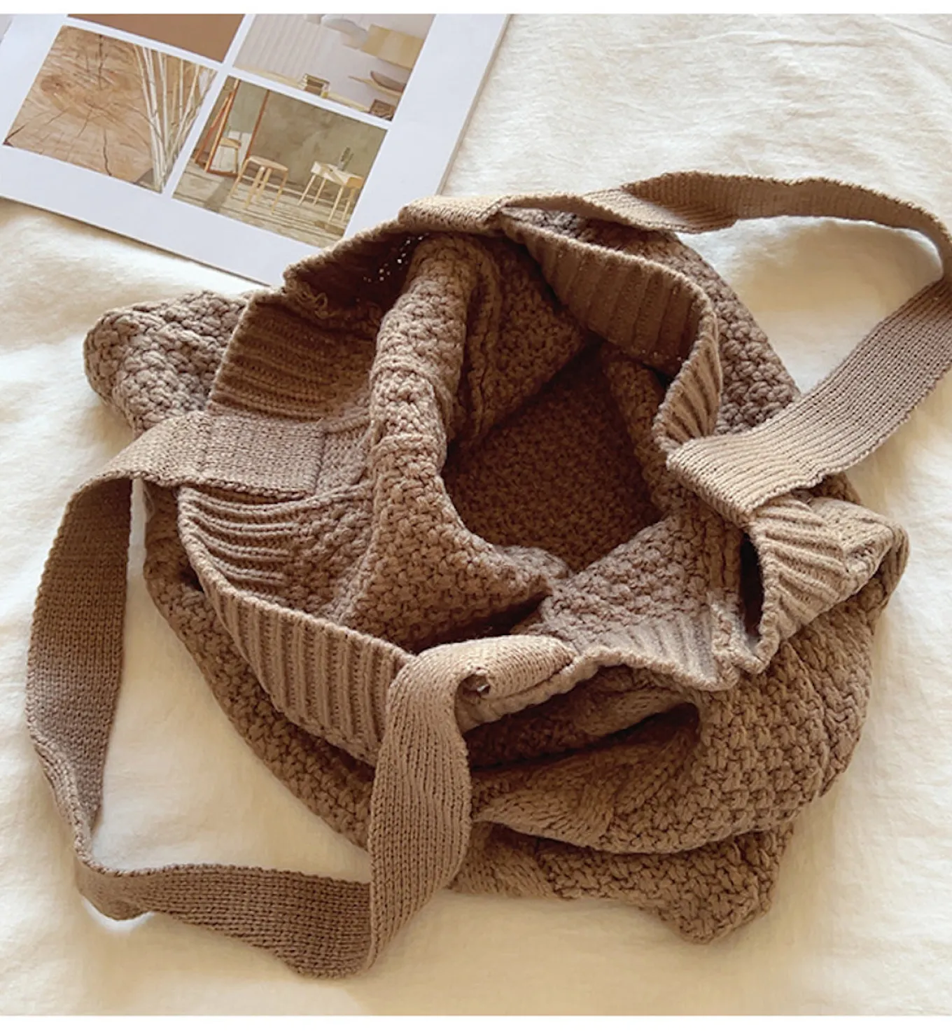 Elena Handbags Retro Twist Knit Shoulder Bag