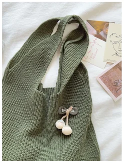 Elena Handbags Retro Twist Cotton Knitted Shoulder Bag