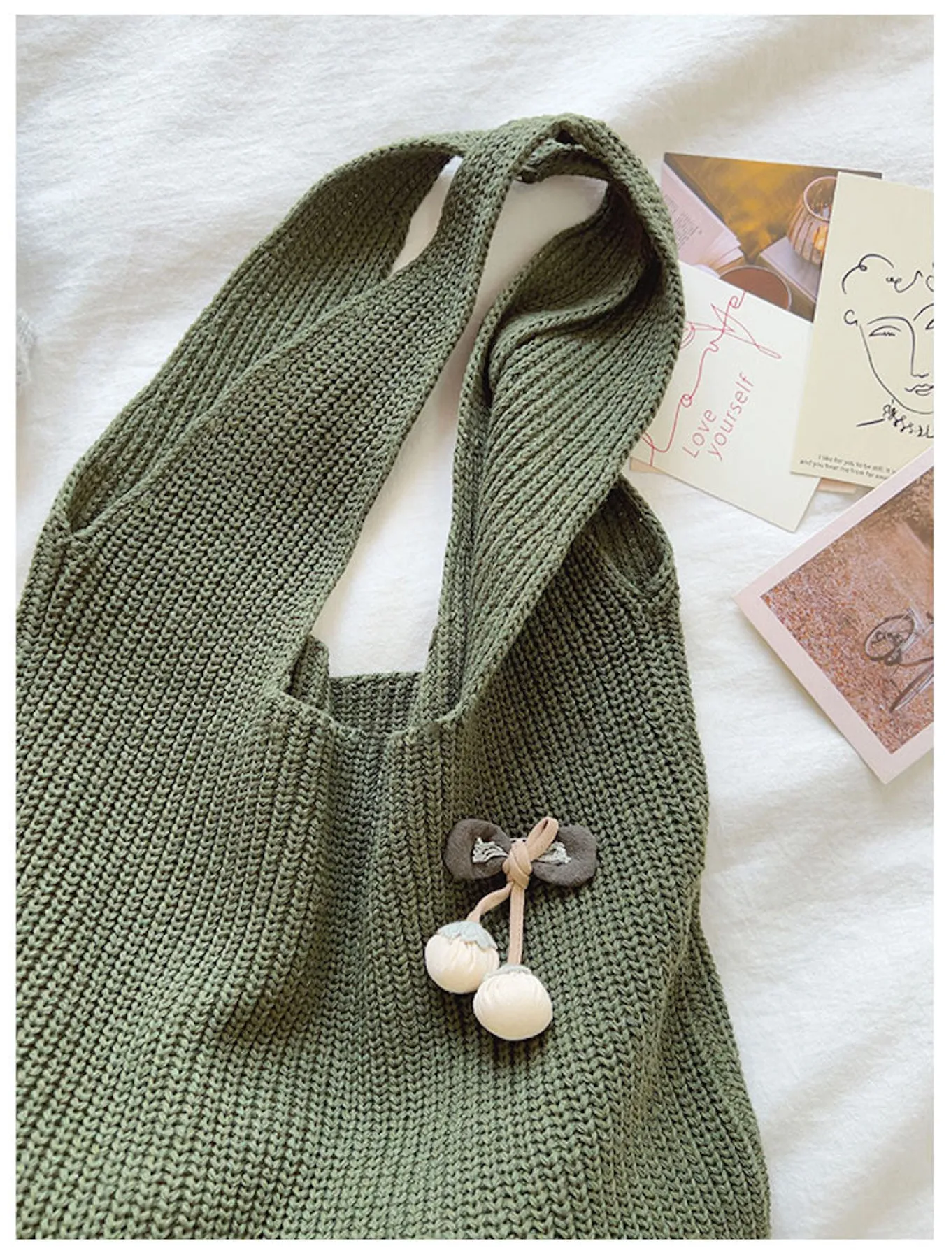 Elena Handbags Retro Twist Cotton Knitted Shoulder Bag