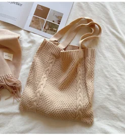 Elena Handbags Retro Twist Knit Shoulder Bag