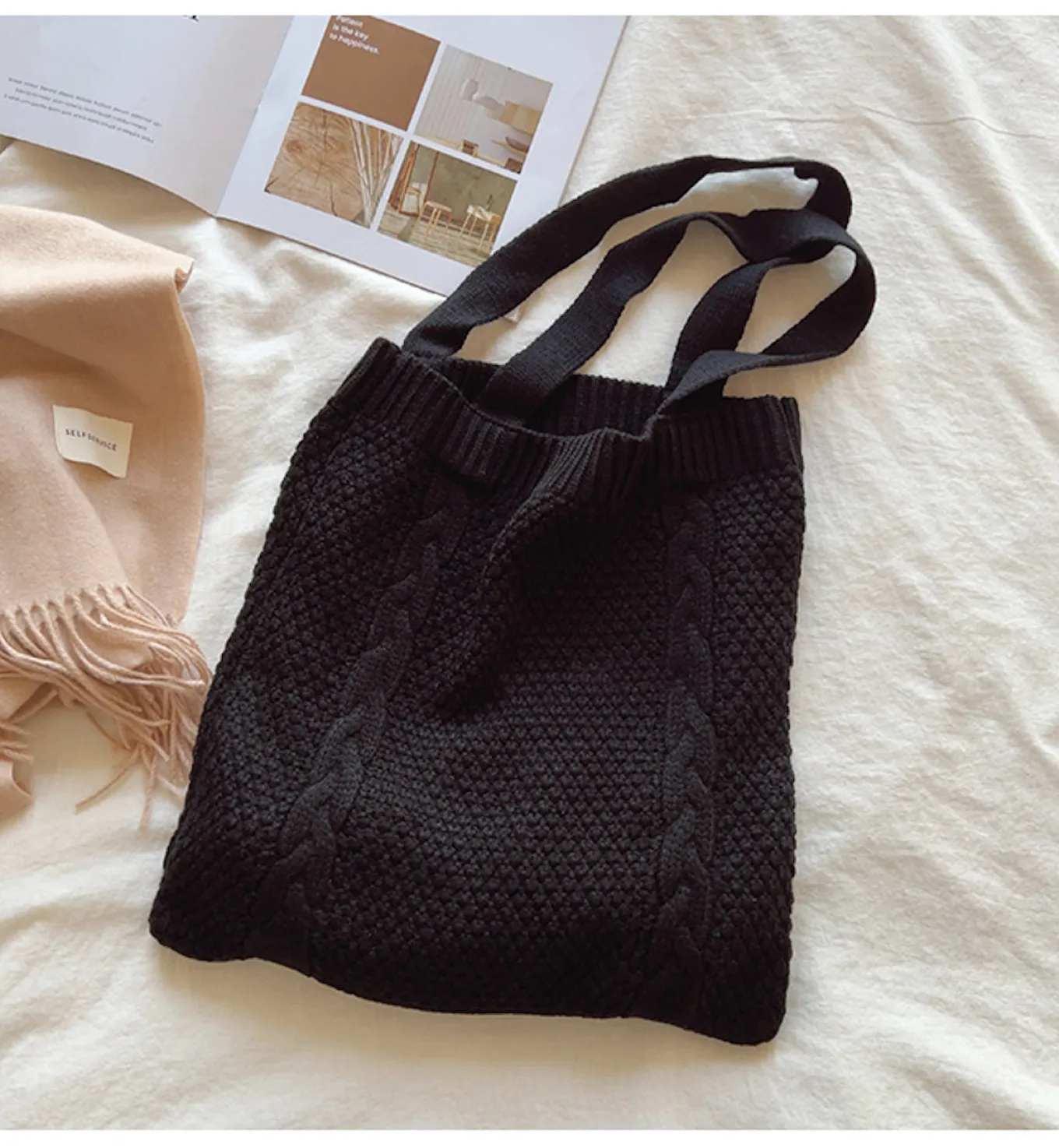 Elena Handbags Retro Twist Knit Shoulder Bag