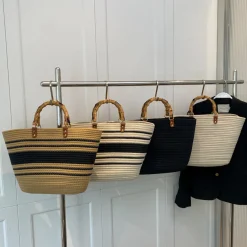 Elena Handbags Retro Woven Tote Basket Bag