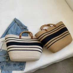 Elena Handbags Retro Woven Tote Basket Bag