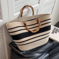 Elena Handbags Retro Woven Tote Basket Bag