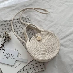 Elena Handbags Round Knit Shoulder Bag