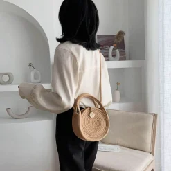 Elena Handbags Round Knit Shoulder Bag