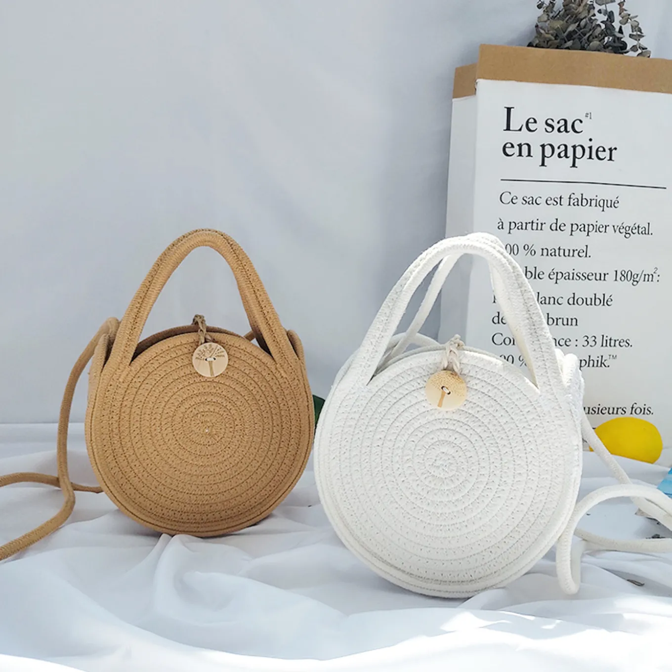 Elena Handbags Round Knit Shoulder Bag