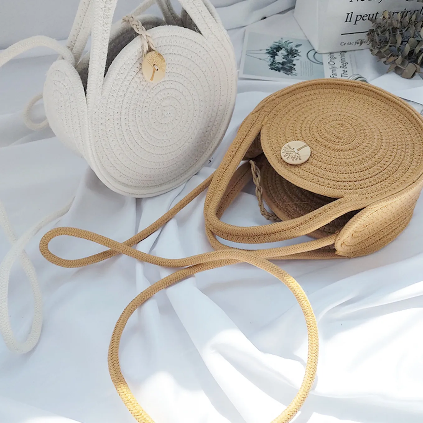 Elena Handbags Round Knit Shoulder Bag