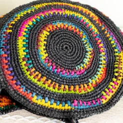Elena Handbags Round Raffia Woven Shoulder Bag