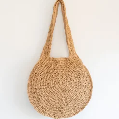 Elena Handbags Round Straw Fashion Tote