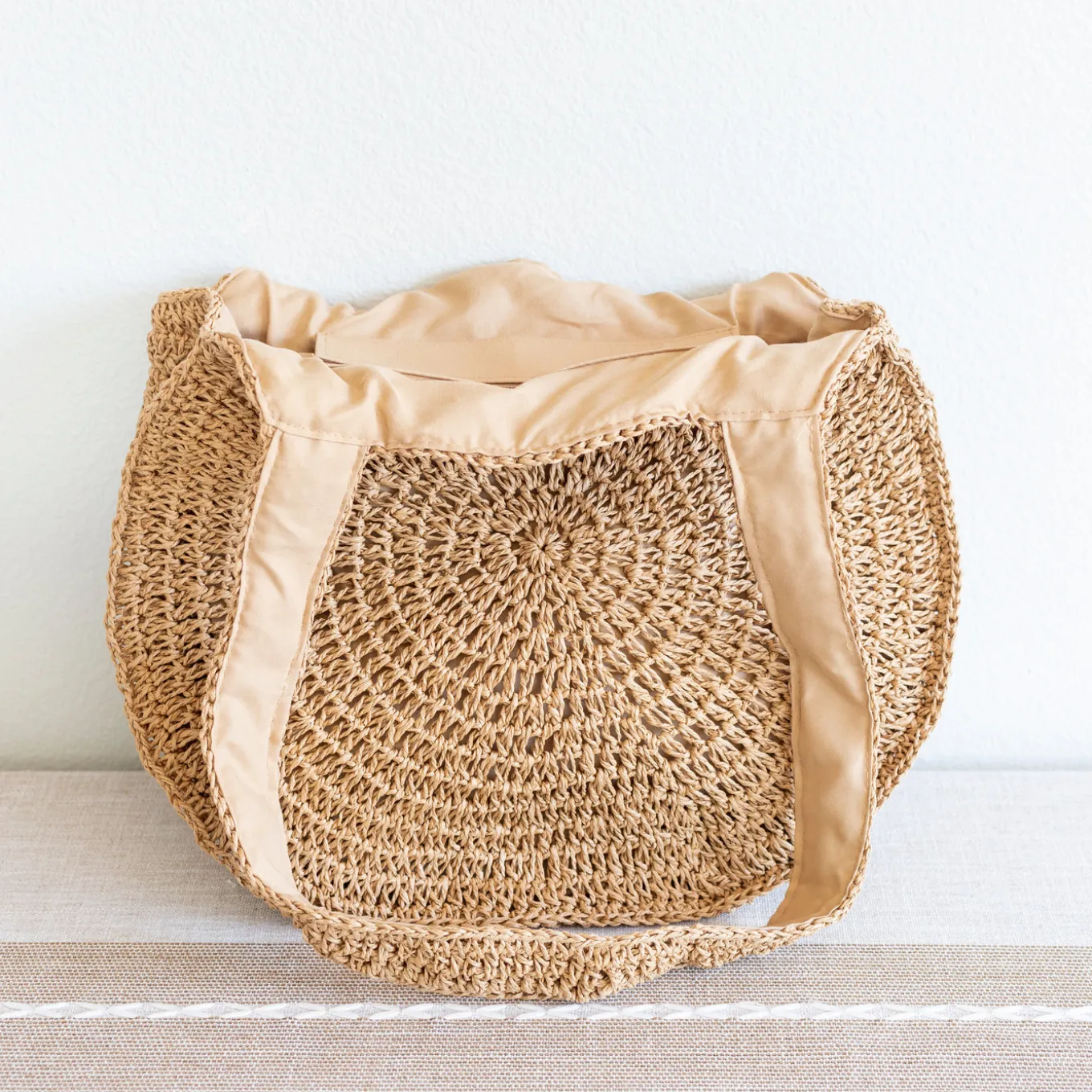 Elena Handbags Round Straw Fashion Tote