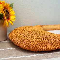Elena Handbags Round Straw Fashion Tote