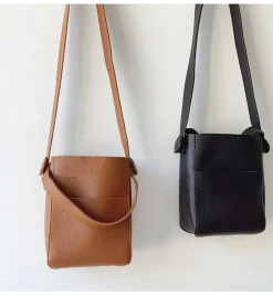 Elena Handbags Simple Leather Camera Sling Bag