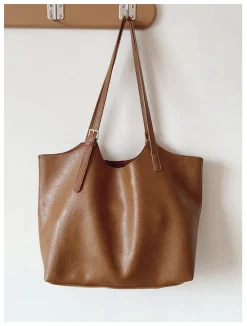 Elena Handbags Simple Leather Tote Bag