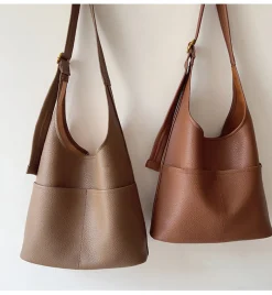 Elena Handbags Simple Leather Tote Bag