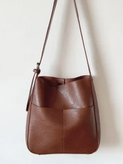 Elena Handbags Simple Leather Tote Bag