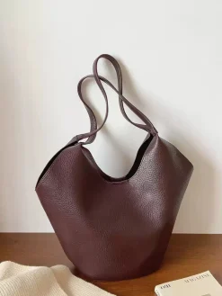 Elena Handbags Simple Leather Tote Bag