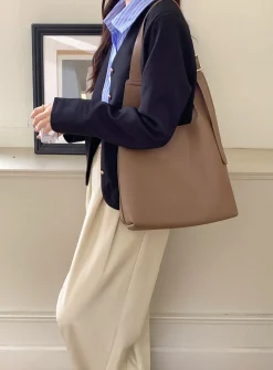Elena Handbags Simple Leather Tote Bag