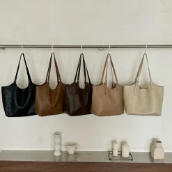 Elena Handbags Simple Leather Tote Bag