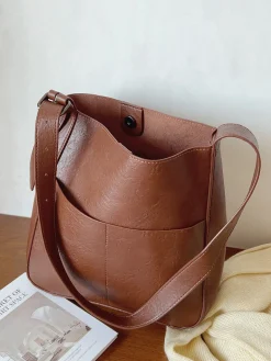 Elena Handbags Simple Leather Tote Bag