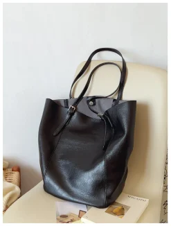 Elena Handbags Simple Leather Tote Bag