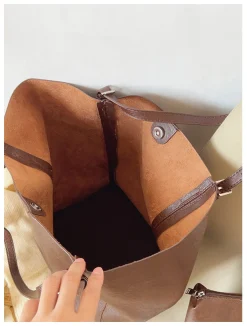 Elena Handbags Simple Leather Tote Bag