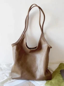 Elena Handbags Simple Leather Tote Bag