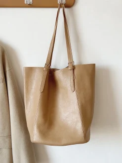 Elena Handbags Simple Leather Tote Bag