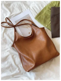 Elena Handbags Simple Leather Tote Bag
