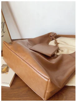 Elena Handbags Simple Leather Tote Bag