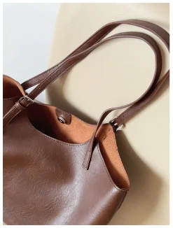 Elena Handbags Simple Leather Tote Bag