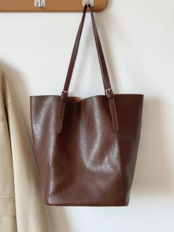 Elena Handbags Simple Leather Tote Bag