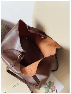 Elena Handbags Simple Leather Tote Bag