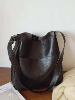 Elena Handbags Simple Leather Tote Bag