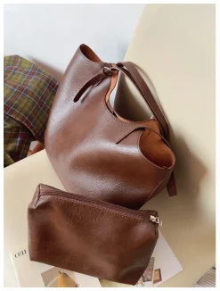 Elena Handbags Simple Leather Tote Bag