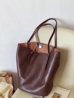 Elena Handbags Simple Leather Tote Bag