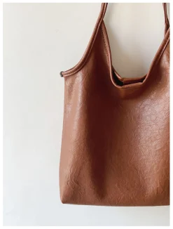 Elena Handbags Simple Leather Tote Bag