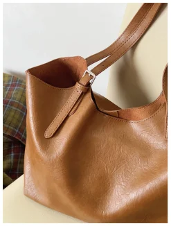 Elena Handbags Simple Leather Tote Bag