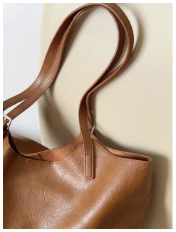 Elena Handbags Simple Leather Tote Bag