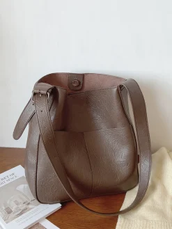 Elena Handbags Simple Leather Tote Bag