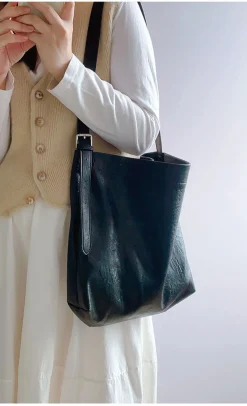 Elena Handbags Simple Leather Tote Bag