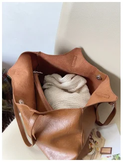 Elena Handbags Simple Leather Tote Bag
