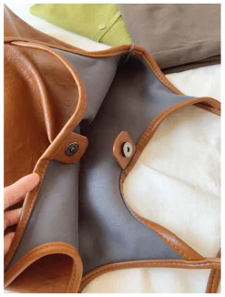 Elena Handbags Simple Leather Tote Bag