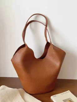 Elena Handbags Simple Leather Tote Bag