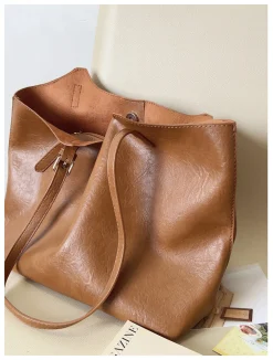 Elena Handbags Simple Leather Tote Bag